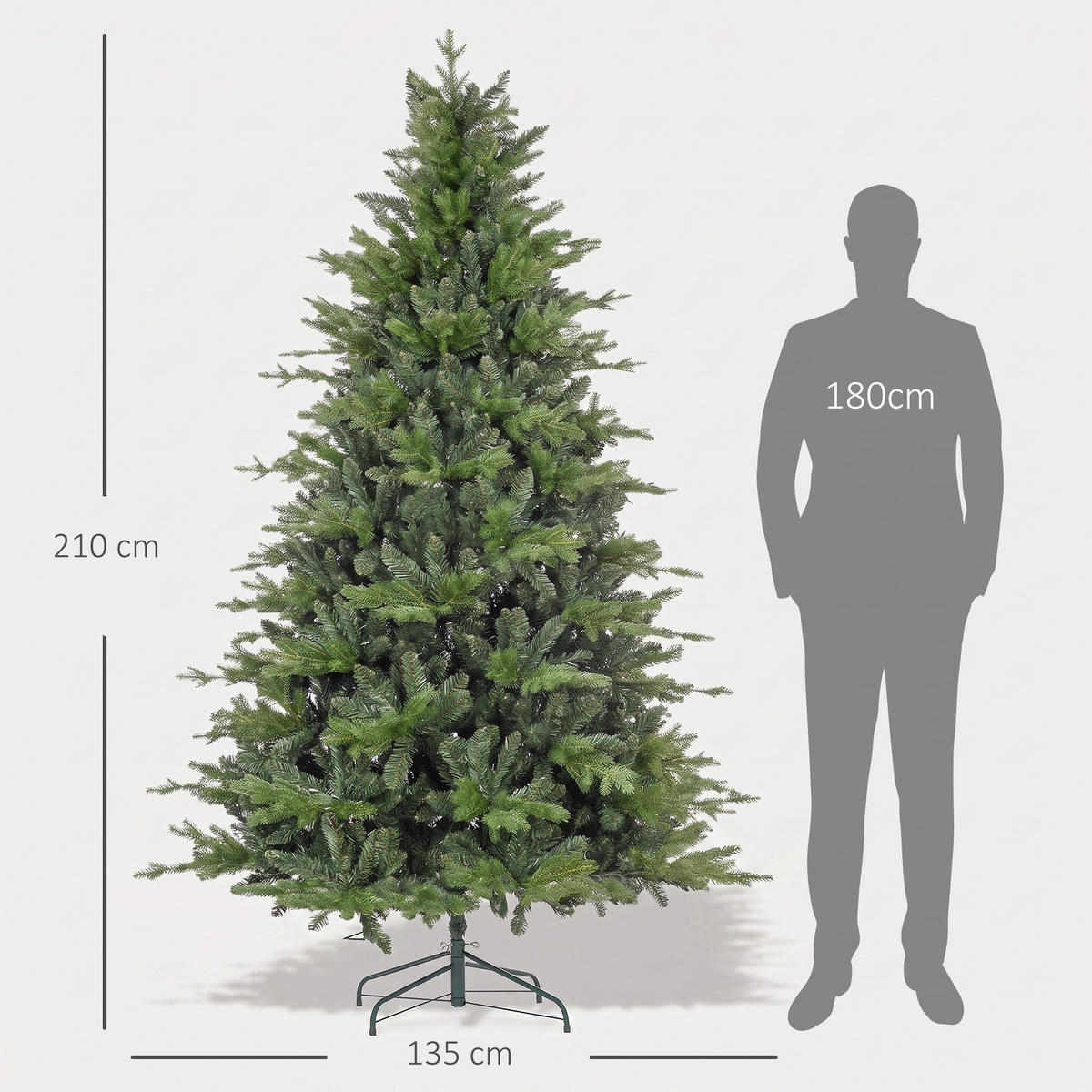 WEIHNACHTSBAUM DE-41521 Schnee-Effekt Grün/Weiß - Weiß/Grün, Kunststoff (150cm) - ComfortXL