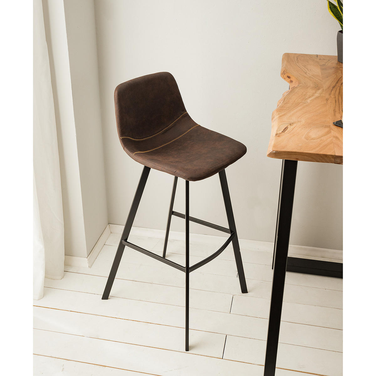 BARSTUHL - Stahl, 2er-Set - Braun, Textil (44/104/55cm) - home24