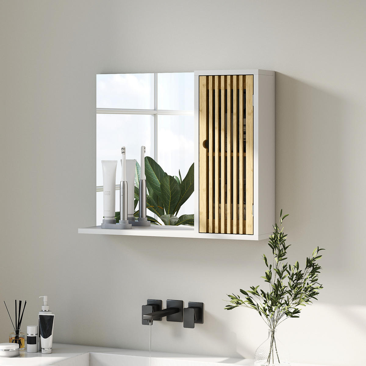SPIEGELSCHRANK Weiß 60/14/50 cm - Weiß, Holzwerkstoff (60/50/14cm) - PANGIVO
