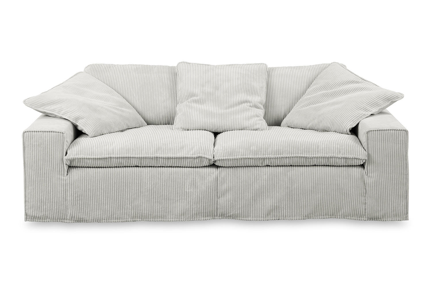 SOFA NETTA Hellgrau Cord - Hellgrau/Braun, Birkenholz/Textil (226/90/116cm) - KAWOLA