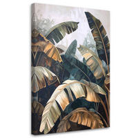 BILD auf Leinwand, Tropische Bananenblätter Natur Pflanzen - Grün, Textil (70/100cm) - Feeby
