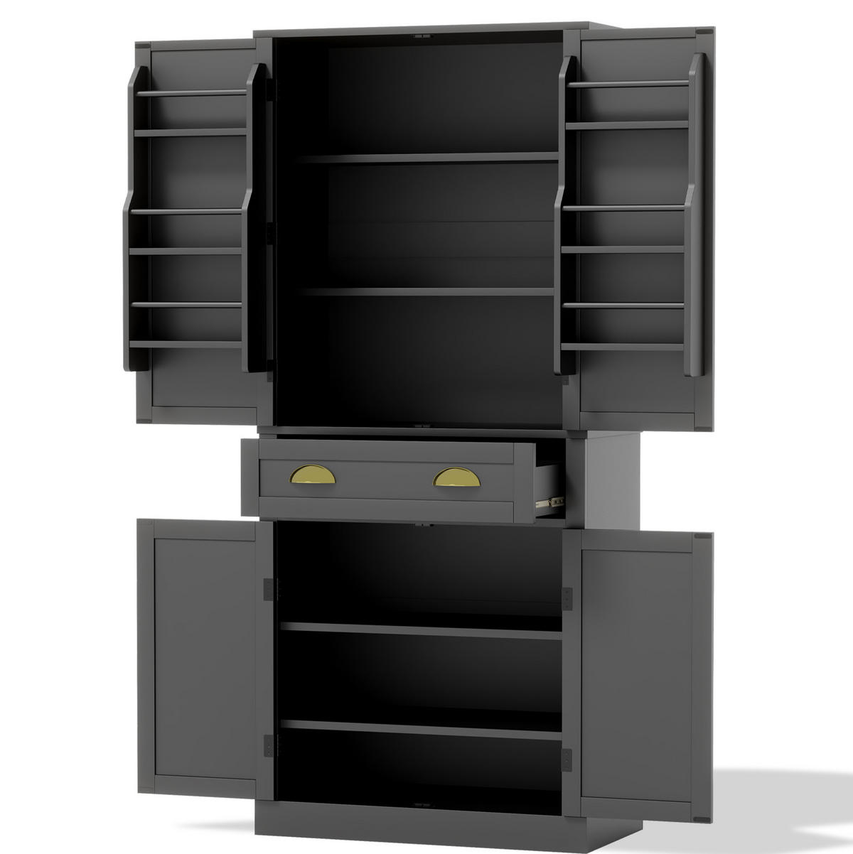 SIDEBOARD80/40/182 cm schwarz aus MDF mit viel Stauraum - Schwarz, Holzwerkstoff (80/182/40cm) - OKWISH