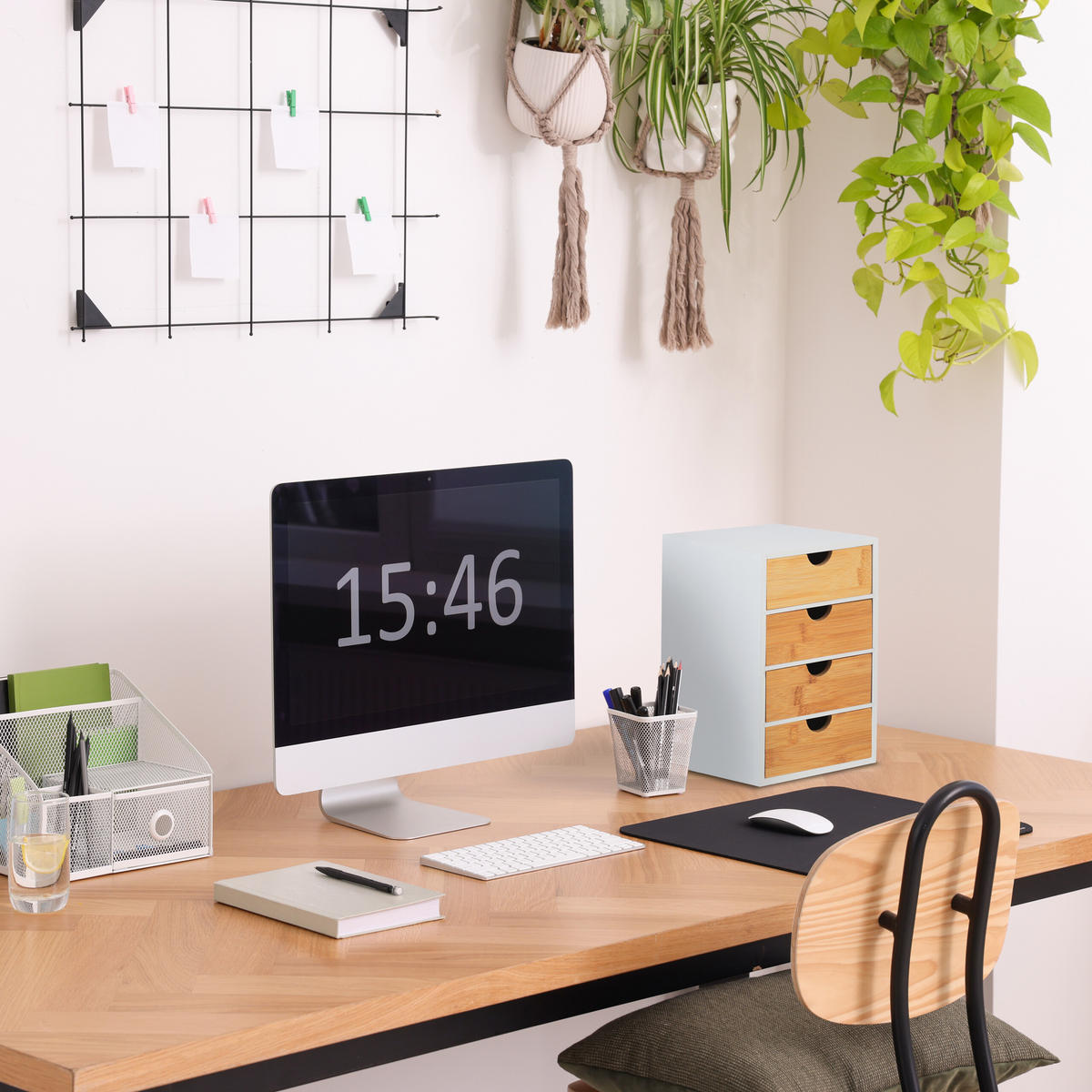 ZÁSUVKOVÝ box - biela, drevo/kompozitné drevo (16.5/27.5/21cm) - Relaxdays