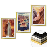 WANDBILDER 3er Set - 40x60 cm Goldrahmen - Wasserfall in der Schlucht - Goldfarben, Kunststoff (40/60cm) - ArtPrintCave