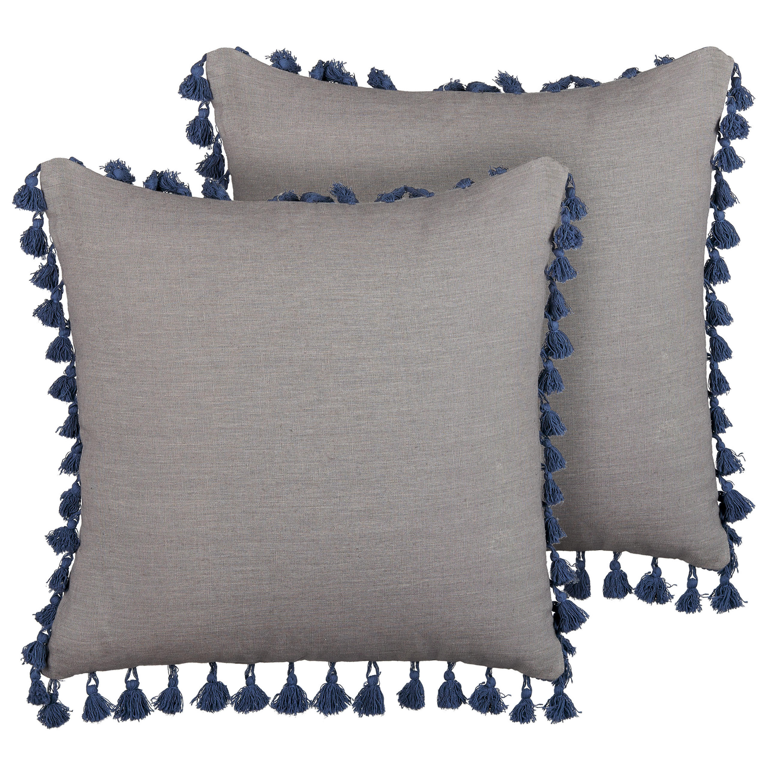 DEKOKISSEN 2er-Set Grau 45/45 cm Carpinus - Grau, Naturmaterialien/Textil (45/45cm) - Beliani
