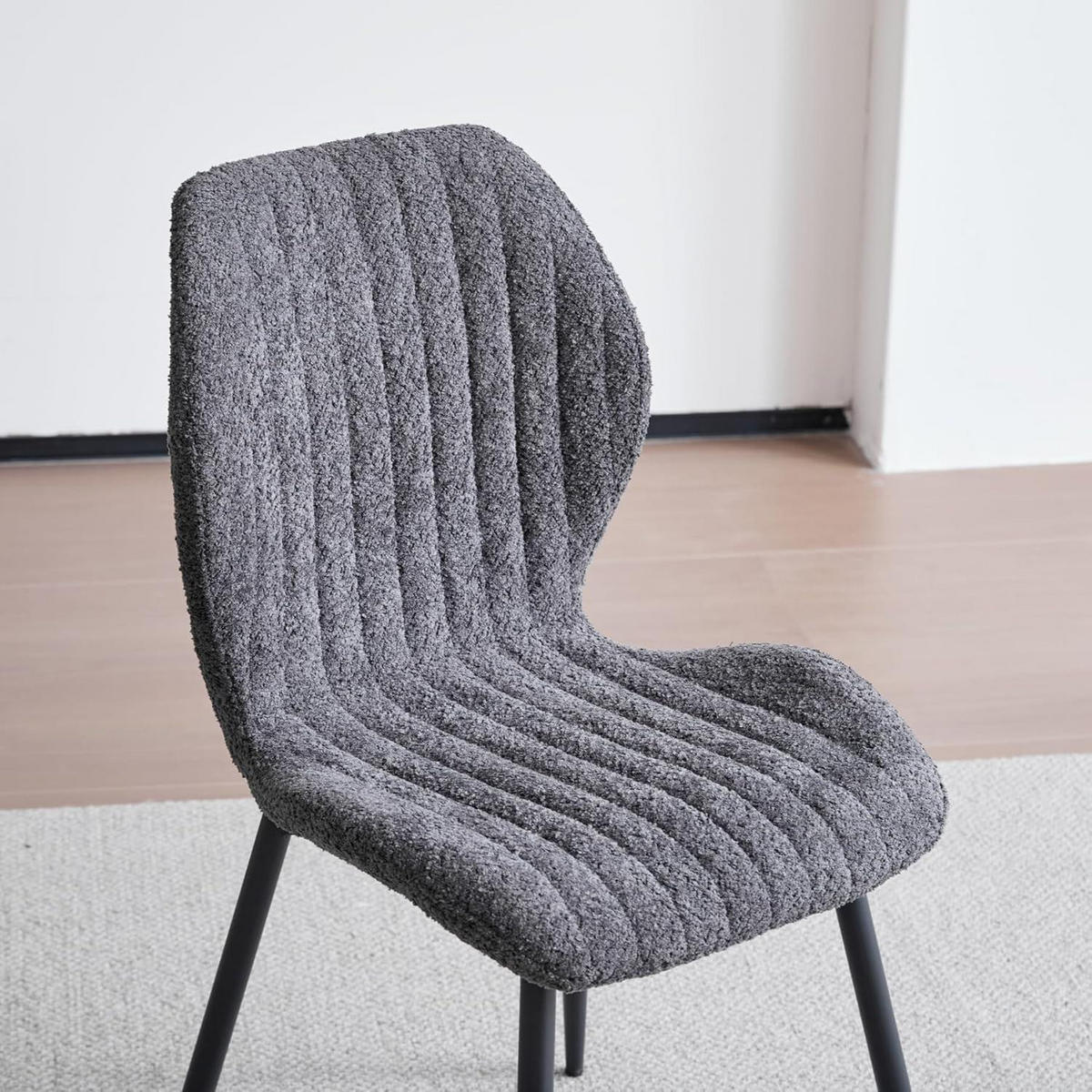 ESSZIMMERSTÜHLE 8er Set Stoff Schwarz Metallbeine - Anthrazit, Textil (43/86/47.5cm)