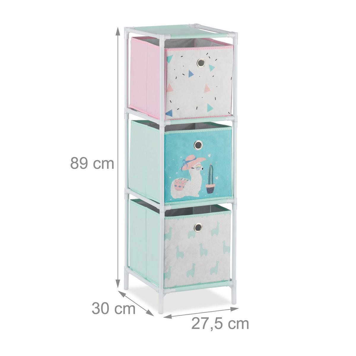 KINDERREGAL Lama - Multicolor, Kunststoff/Textil (27.5/89/30cm) - Relaxdays