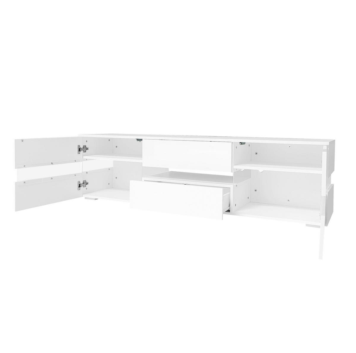 TV-SCHRANK mit Weiß Hochglanzfront, LED und Push-to-open 160/39/45 cm - Weiß, Holzwerkstoff (160/45/39cm) - Redom