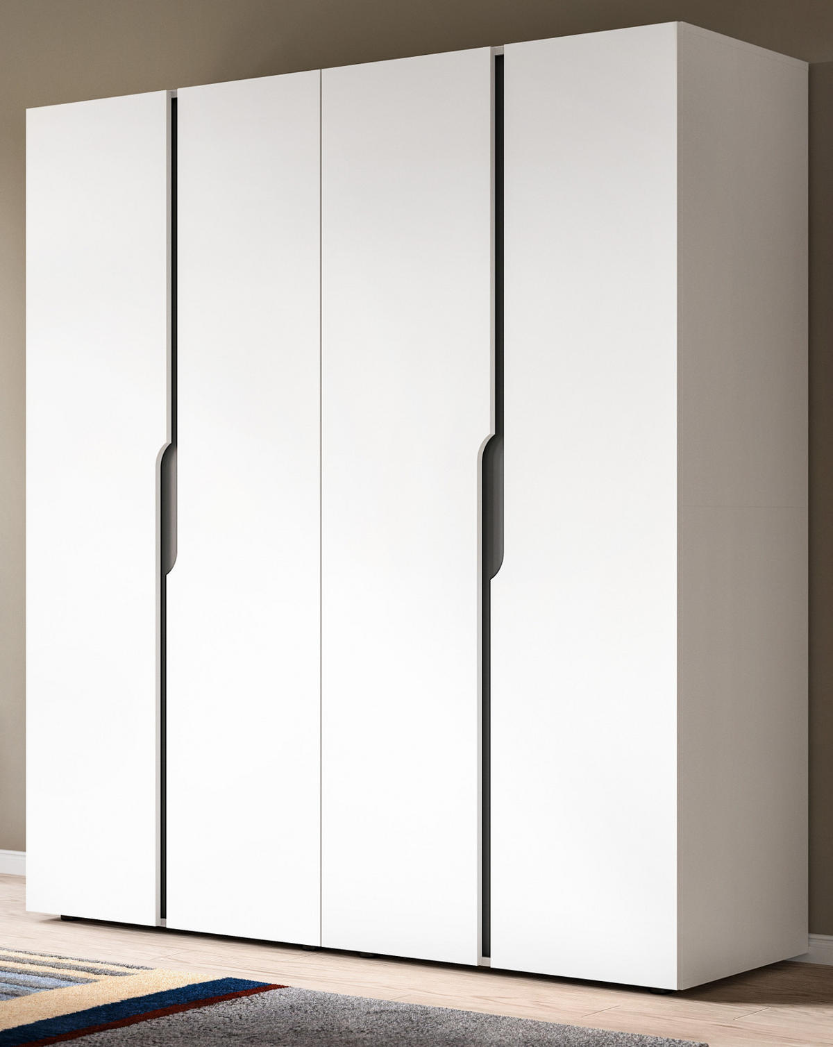 KLEIDERSCHRANK weiß, grau 162 x 176 cm, Drehtürenschrank 4-türig - Schwarz/Weiß, Holzwerkstoff/Kunststoff (162/176/51cm) - Inn.Furn