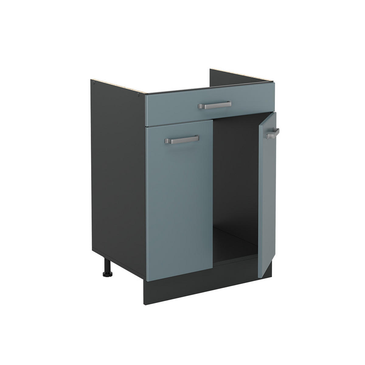 KÜCHENUNTERSCHRANK R-Line, Blau-Grau/Anthrazit, 60 cm mit Schublade ohne Arbeitsplatte - Anthrazit/Blaugrau, Holzwerkstoff (60/81.6/46cm) - Vicco