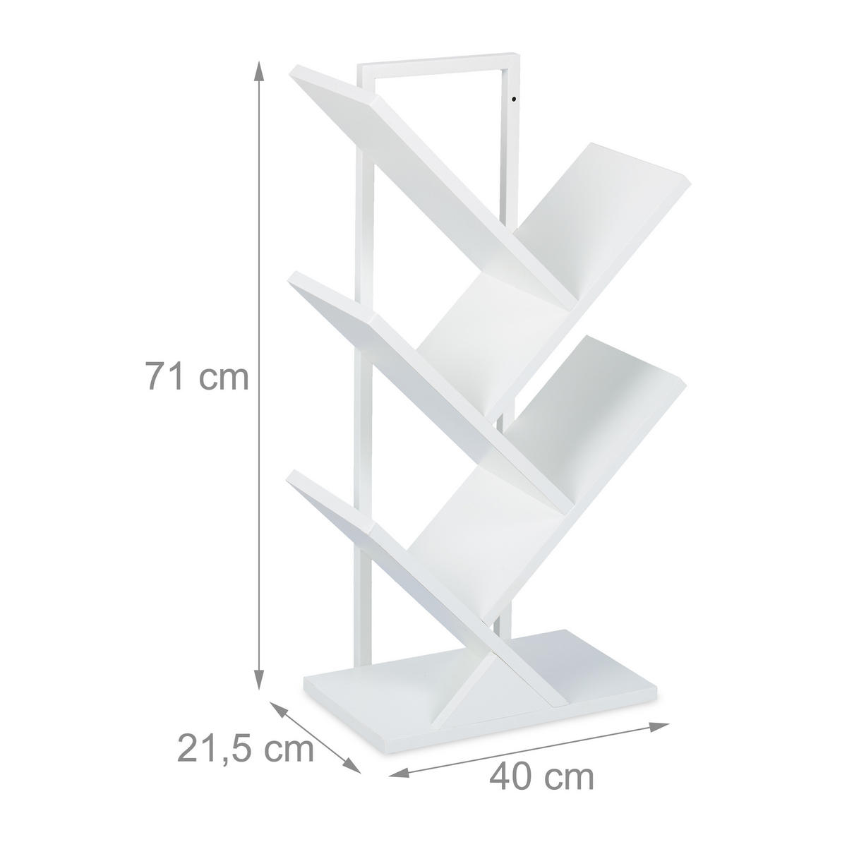 BÜCHERREGAL - Weiß, Holzwerkstoff/Metall (40/71/21.5cm) - Relaxdays