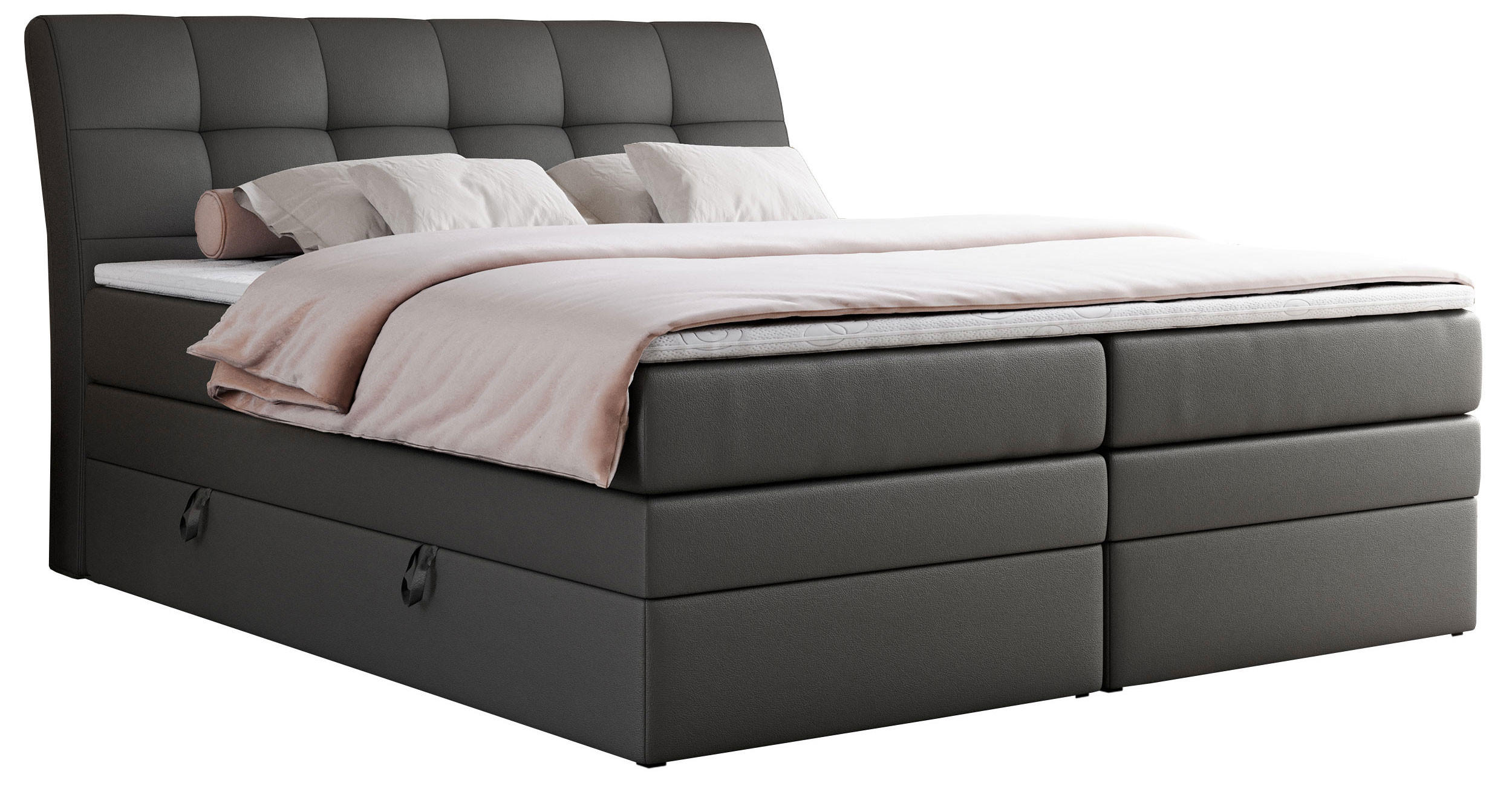BOXSPRINGBETT GOLD-10 KING 180/200 Dunkelgrau Kunstleder - H3 - Dunkelgrau, Holz/Textil (180/200cm) - MKS