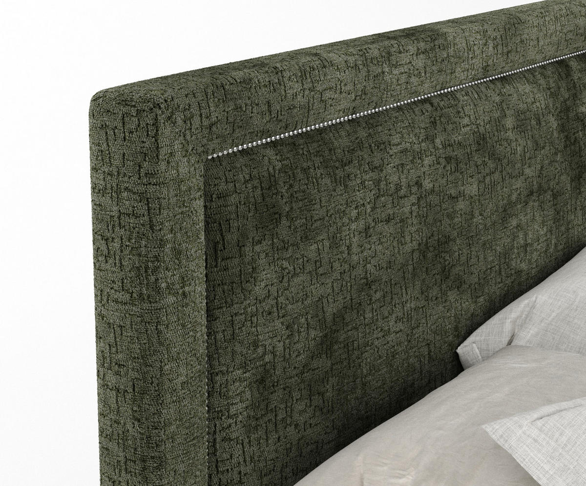 BOXSPRINGBETT Lavenda Olivenfarbe 180/200 cm - Schwarz/Olivgrün, Holz/Holzwerkstoff (180/200cm) - Maison de Reve