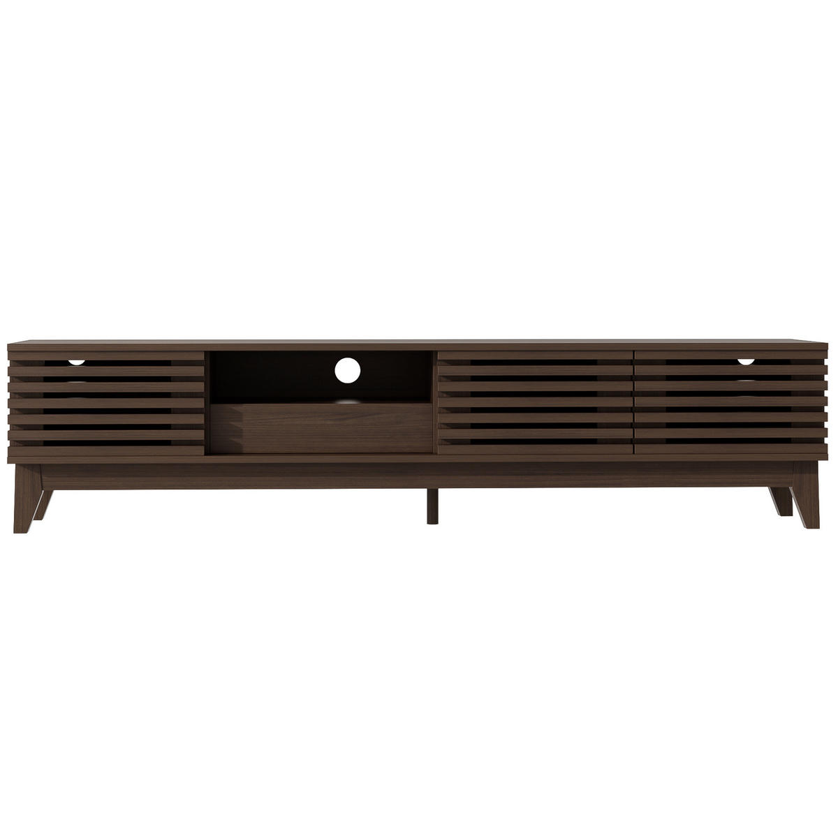 TV skříňka, 170/35/40 cm, dřevotříska v přírodní barvě, 3 dvířka a zásuvka - přírodní, kompozitní dřevo (170/40/35cm) - BEAOK