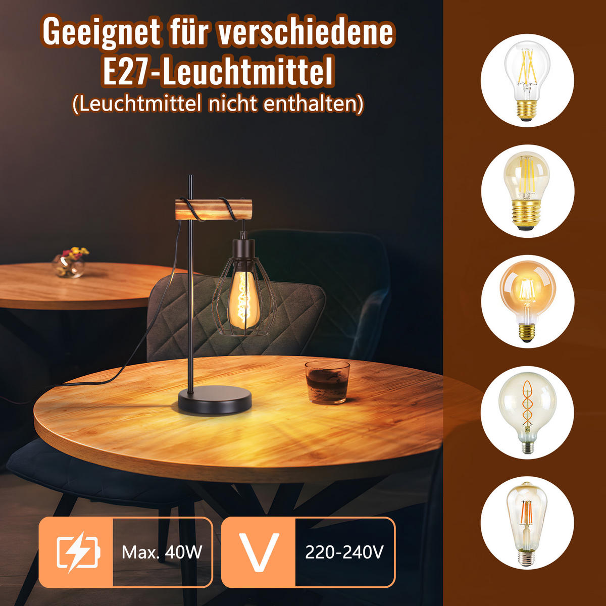 TISCHLEUCHTE Blinkio Schwarz 15/46/15 cm - Schwarz, Metall (15/15/46cm) - ZMH