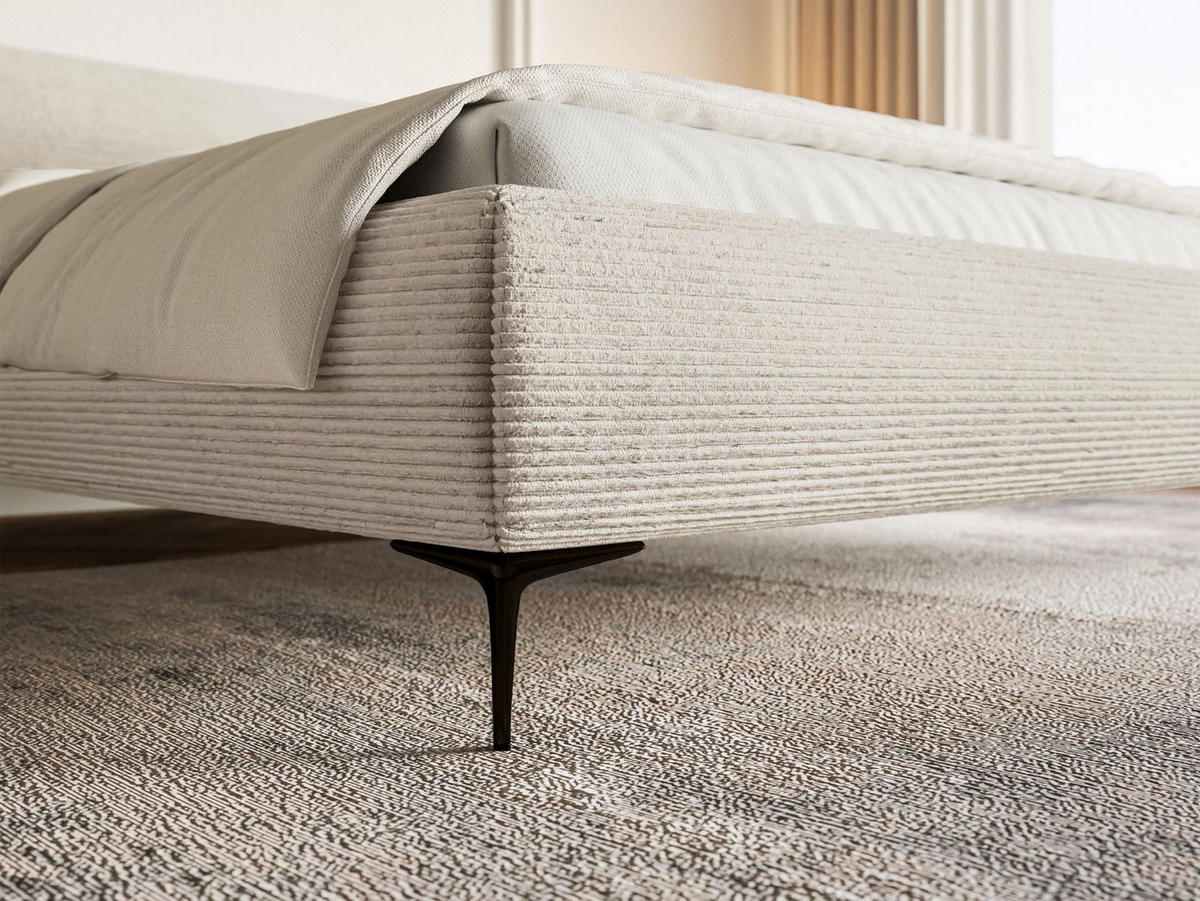 POLSTERBETT Roule Cord Hellbeige 140x200 cm - Ecru/Schwarz, Textil/Metall (140/200cm) - Selsey