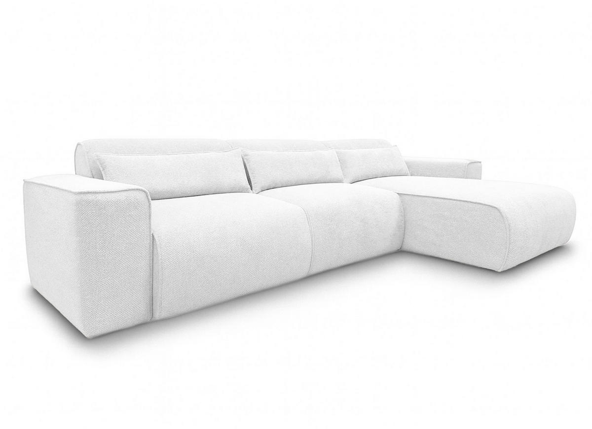 ECKSOFA L Form Ruyam Perlweiß 310/165/78 cm – Schlaffunktion & Bettkasten R - Schwarz/Weiß, Kunststoff/Textil (310/170cm) - AX Living