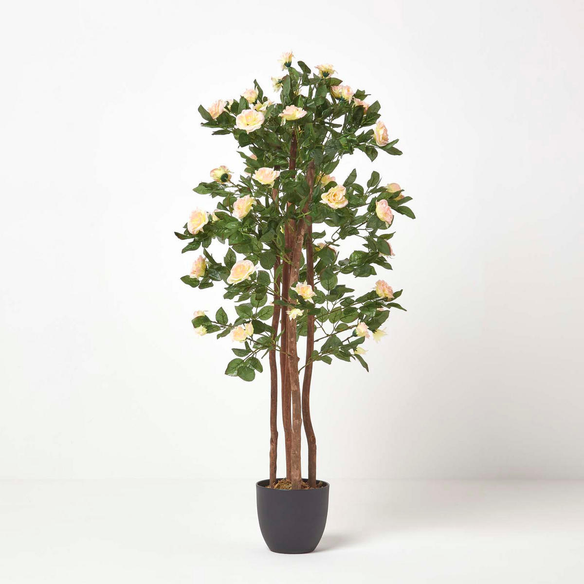 KUNSTBAUM Rosenstock rosé-apricot, 122 cm - Rosa, Kunststoff (122cm) - Homescapes