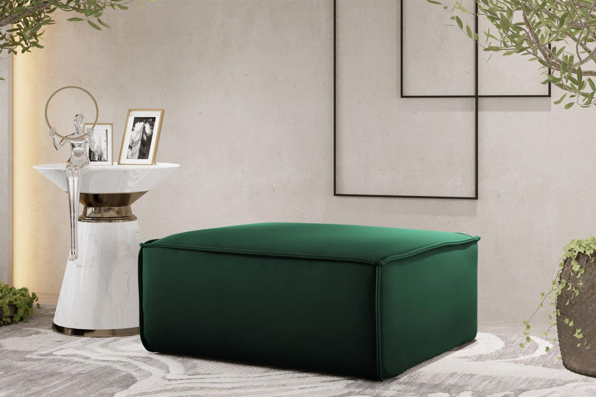 POLSTERHOCKER Celes Premium Opera Velvet - Grün, Holzwerkstoff/Textil (85/40/85cm) - Fun Möbel