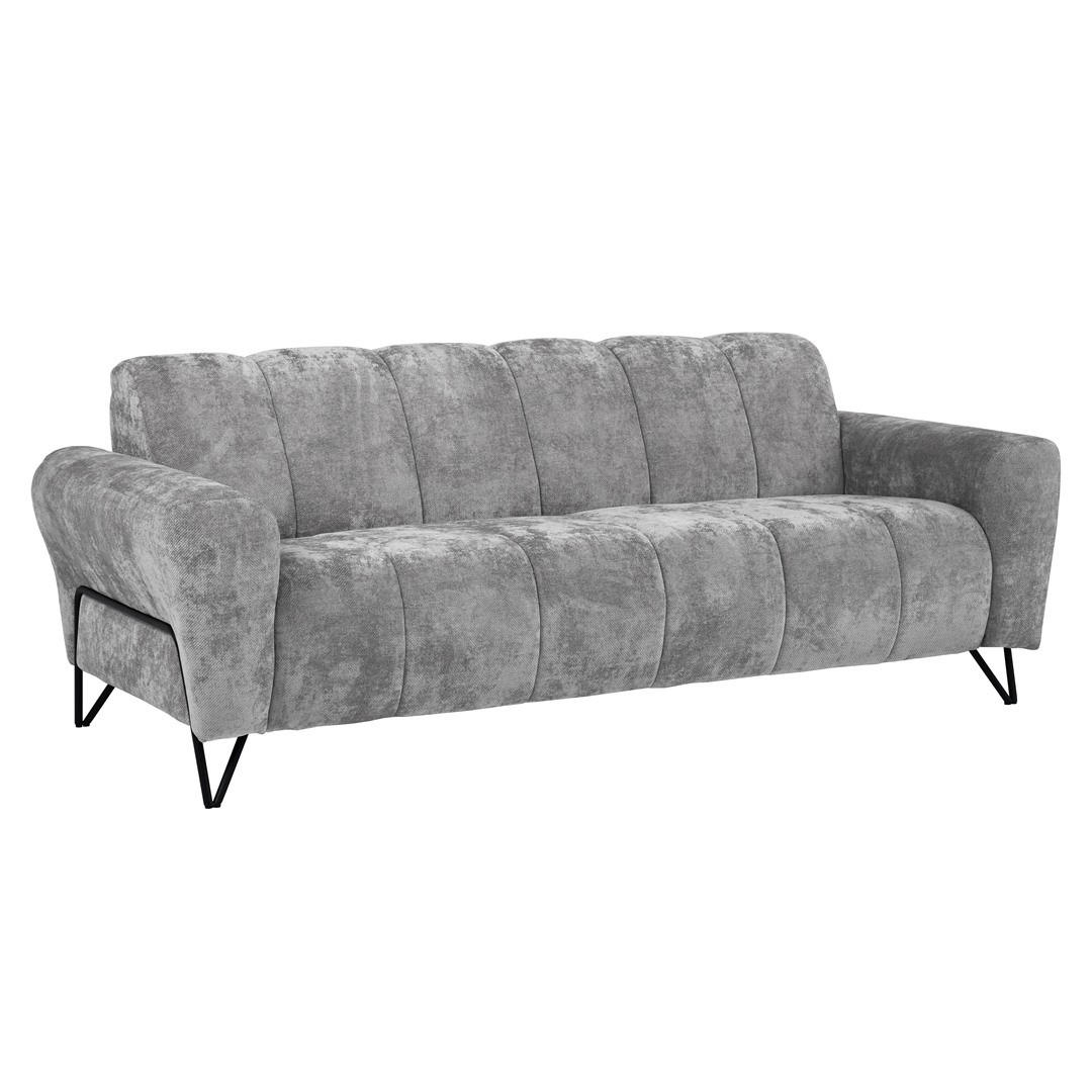 3-SITZER SOFA Volare mit Metallbeinen grau - Schwarz/Grau, Textil/Metall (220/83/98cm) - Beautysofa