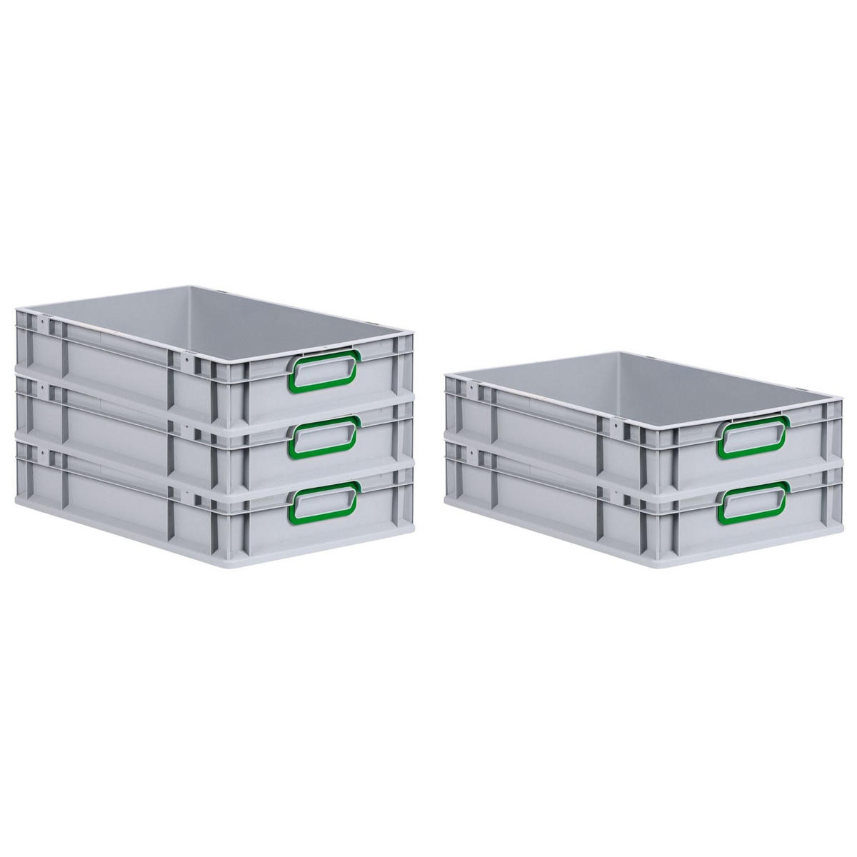 EUROBOX 8x Nextgen Color 12x40x60cm 23 Liter Griffe Grün Geschlossen - Grün, Kunststoff (40/12/60cm) - PROREGAL