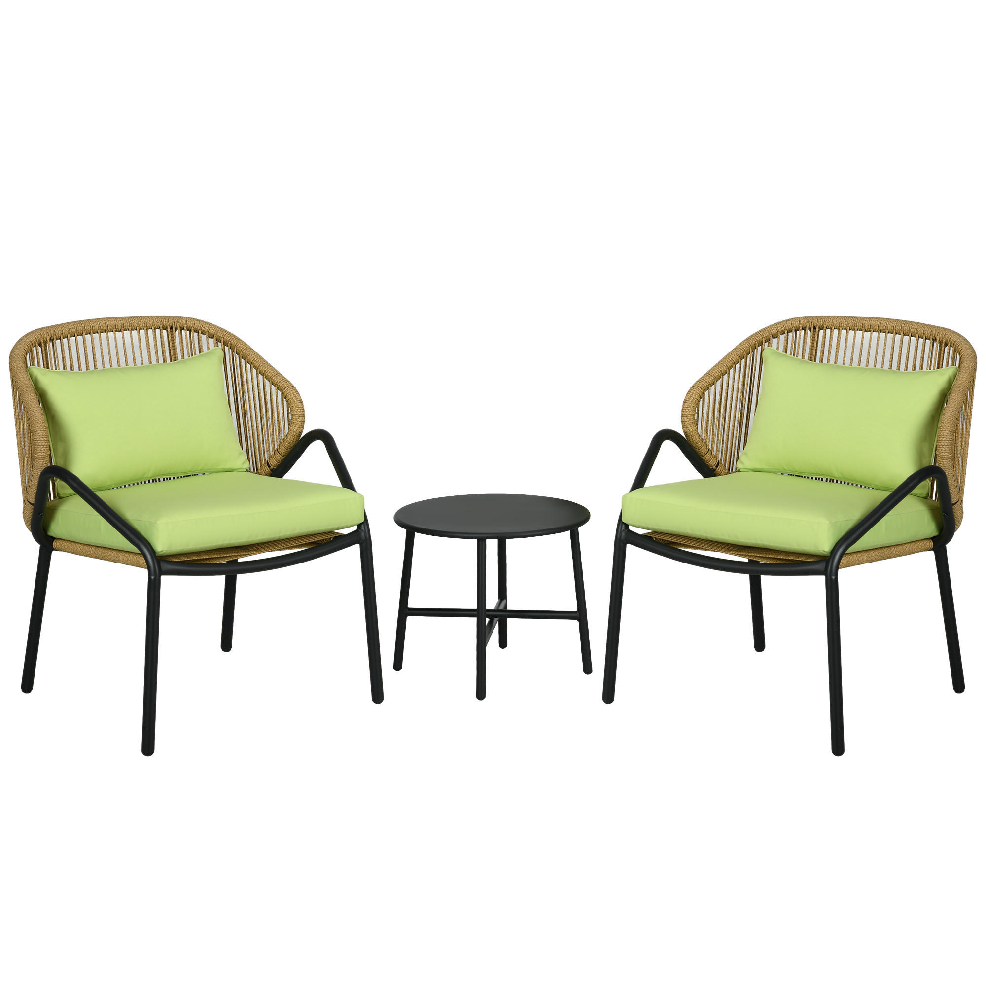 GARTENMÖBEL Set, PE Rattan, Grün - Grün, Kunststoff - Outsunny