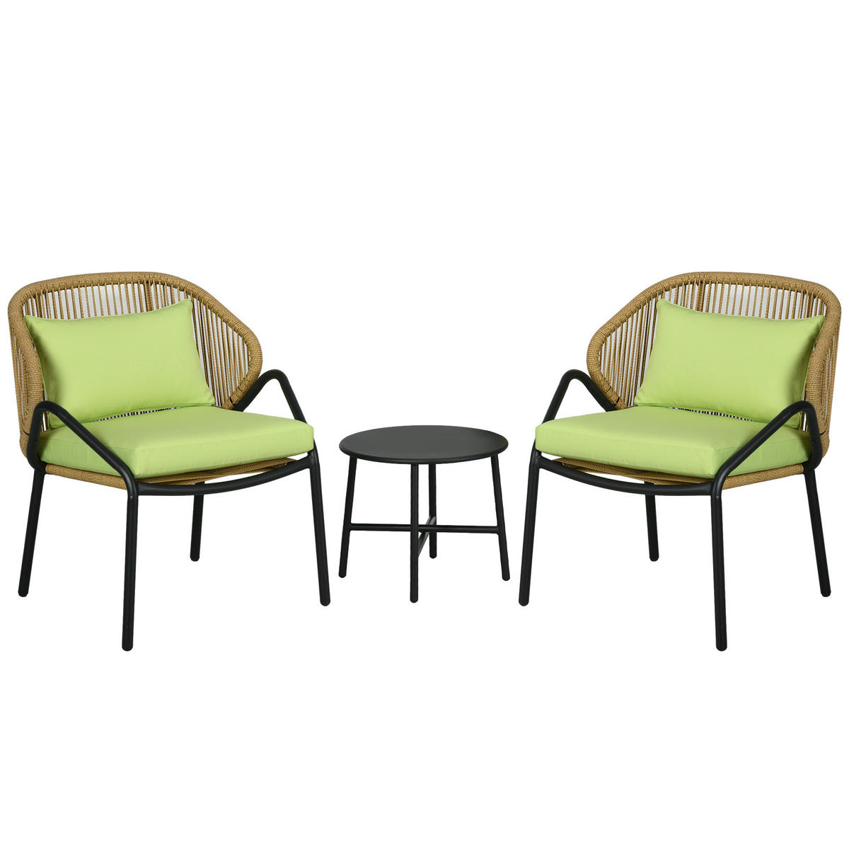GARTENMÖBEL Set, PE Rattan, Grün - Grün, Kunststoff - Outsunny