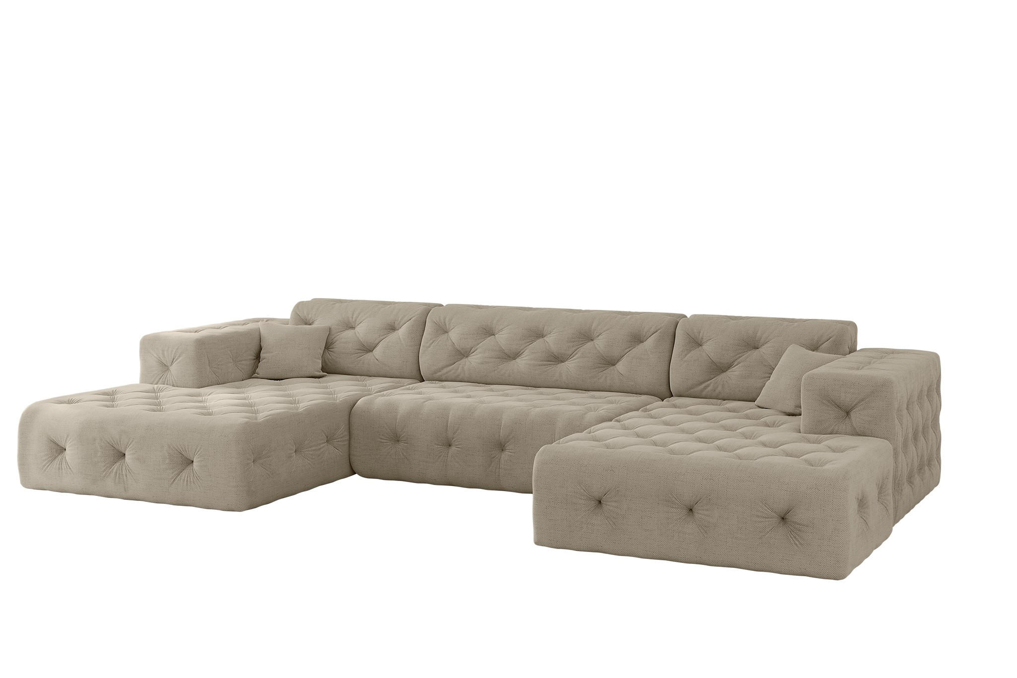 WOHNLANDSCHAFT Chantal In Moly - Beige, Holzwerkstoff/Textil (350/78/171cm) - Fun Möbel