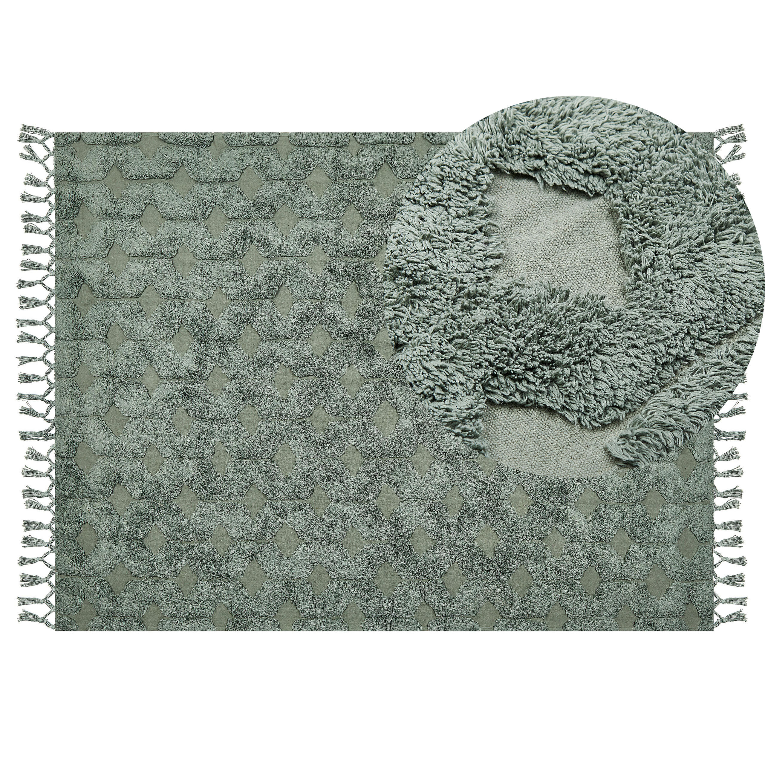 KURZFLOR-TEPPICH Kars 200/140 cm - Grün, Textil (140/200cm) - Beliani
