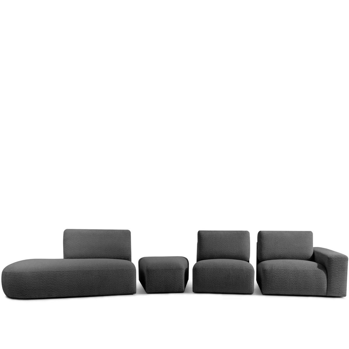 5-SITZER ECKSOFA ZUCCO Boucle links, Graphit - Graphitfarben, Textil (430/84/105cm) - KONSIMO®