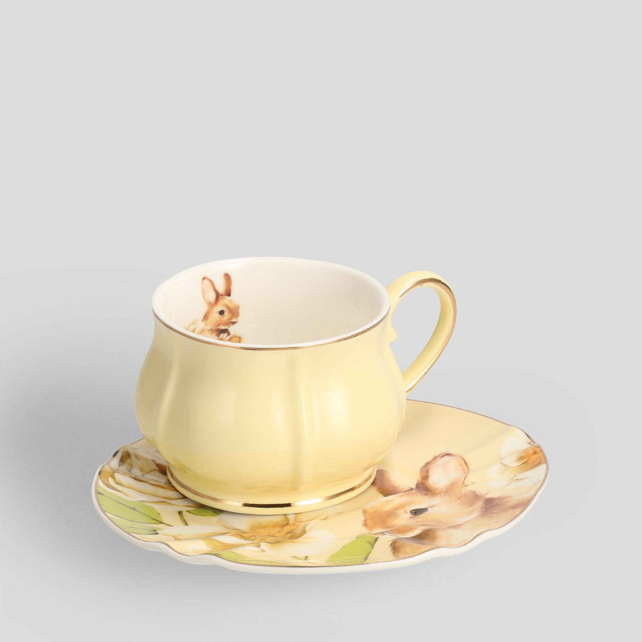 TASSE MIT UNTERTASSE Fenillabunny - Multicolor, Keramik (14.8/6/14.8cm) - home&you