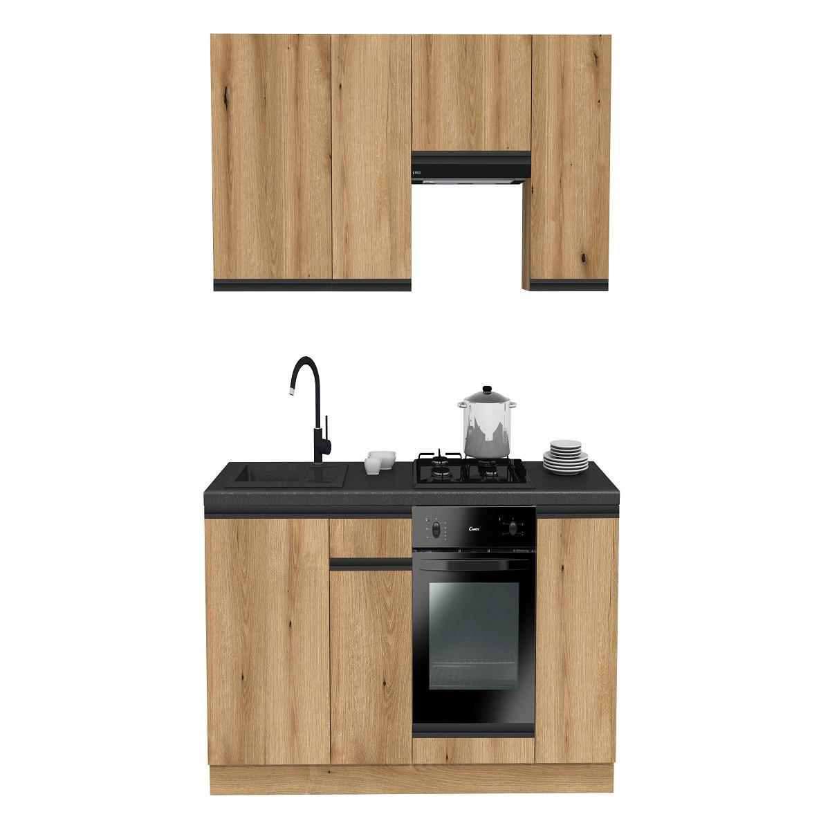 KÜCHENZEILE 200 cm mit Arbeitsplatte - SIMPLY Z17 - in Eiche - Eichefarben, Holz/Holzwerkstoff (200/212/53cm)