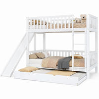 ETAGENBETT mit Rollbett, Rutsche und Regalen 90x200/190 cm Weiß - Weiß, Holzwerkstoff (90/200cm) - Meubliv