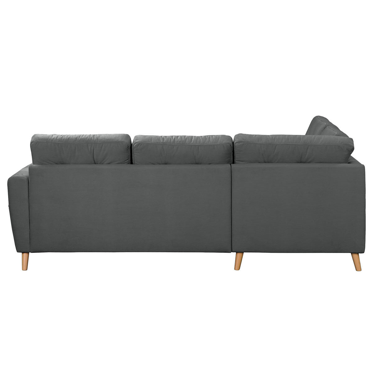 ECKSOFA mit Ottomane - Anthrazit/Braun, Holz/Textil (230/200cm) - home24