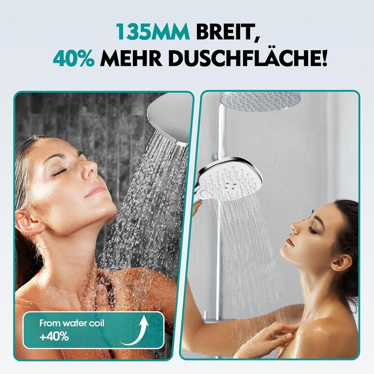 HANDBRAUSE mit 3 Strahlarten und 120 cm² Duschfläche Weiß - Weiß, Kunststoff (12/12.7/25cm)