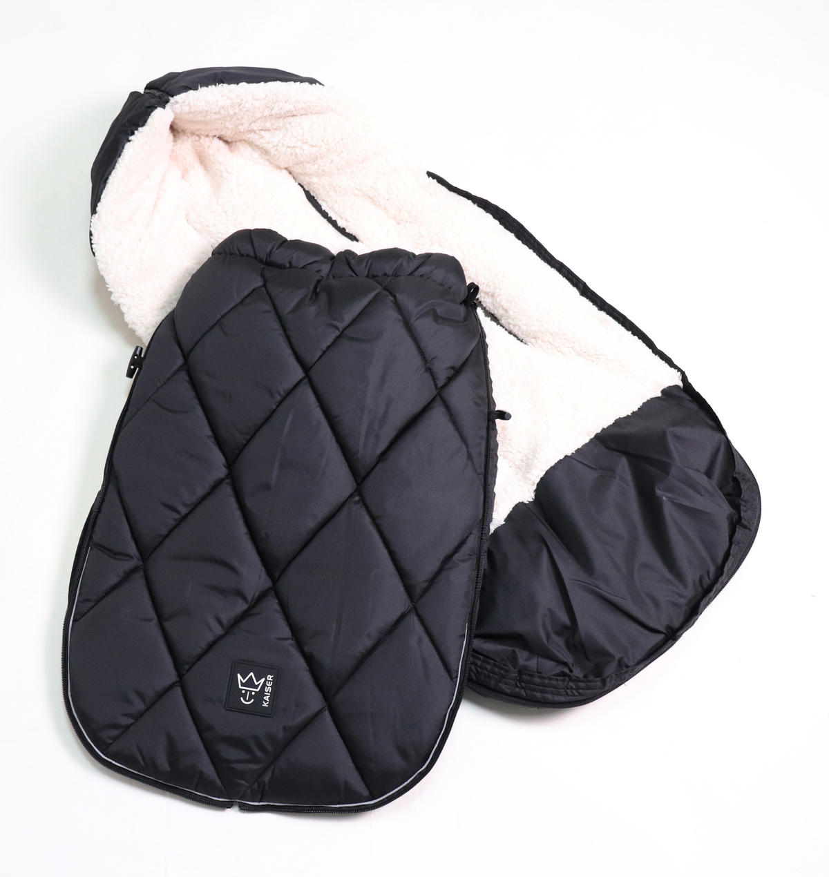 KINDERWAGEN-FUSSSACK XL TOO, black/creme - Schwarz Hochglanz, Textil (46/10/105cm) - Kaiserbaby