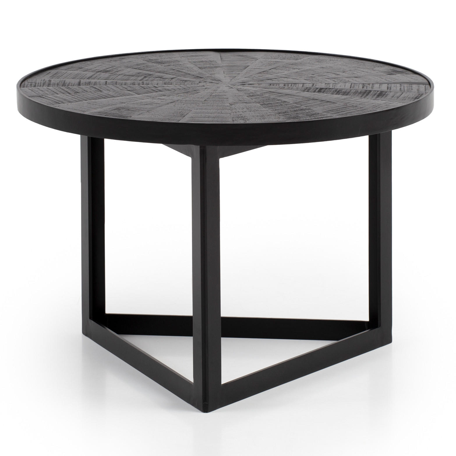 COUCHTISCH Schwarz Massivholz Mango Rund 58x58x40 cm Industrial Design - Schwarz, Holz/Metall (58/58/40cm) - KADIMA DESIGN