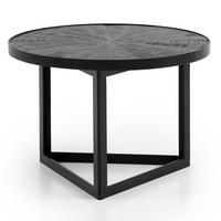 COUCHTISCH Schwarz Massivholz Mango Rund 58x58x40 cm Industrial Design - Schwarz, Holz/Metall (58/58/40cm) - KADIMA DESIGN