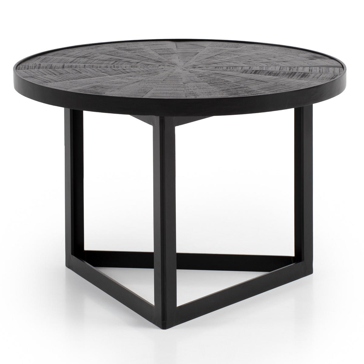 COUCHTISCH Schwarz Massivholz Mango Rund 58x58x40 cm Industrial Design - Schwarz, Holz/Metall (58/58/40cm) - KADIMA DESIGN
