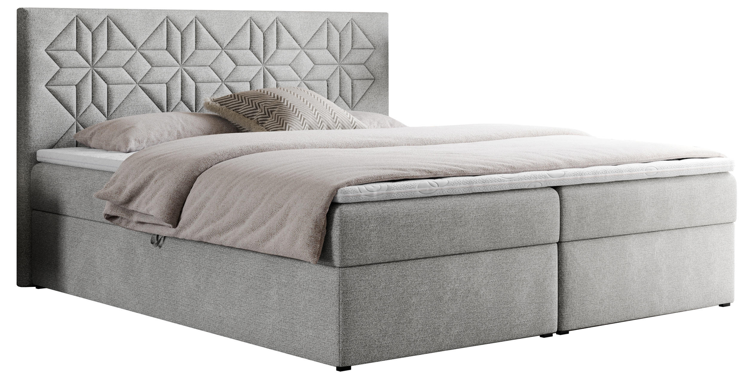 BOXBETT LEILA 140/200 Hellgrau Struktur - H3 - Hellgrau, Holz/Textil (140/200cm) - MKS