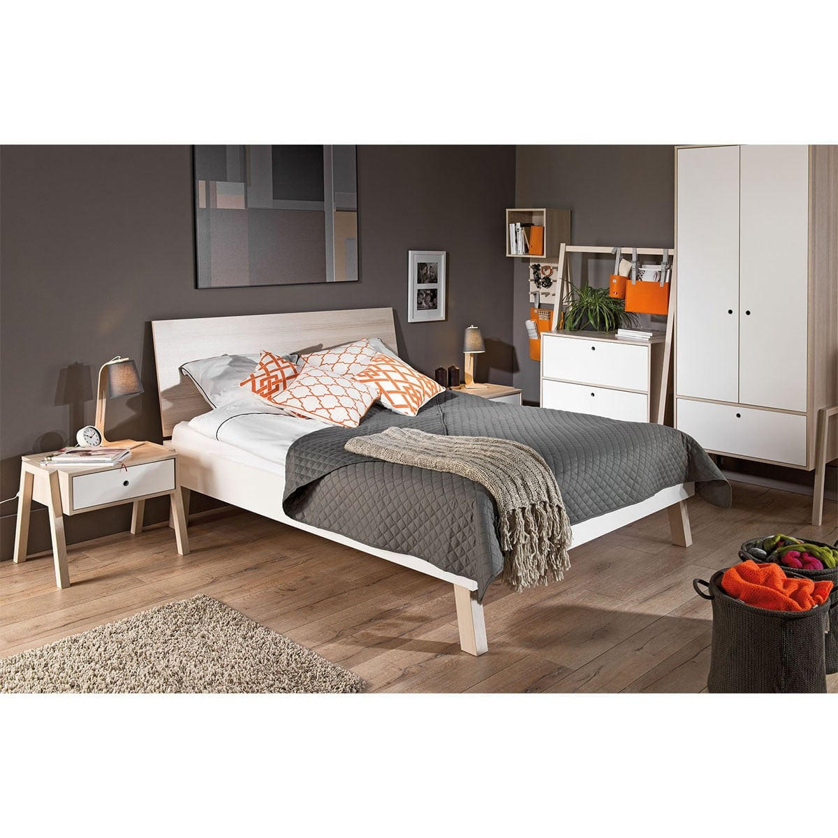 KLEIDERSCHRANK mit 2 Türen, 1 Schublade, Kleiderstange und 1 Kleiderhaken - SPOT - 88/60/210 cm - Braun, Holzwerkstoff (60/210/88cm) - Calicosy