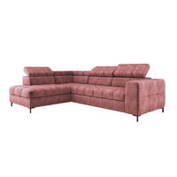 ECKSOFA PABLO CLOUD L‑förmig mit Bett, Bettkasten, verstellbaren Kopfstützen, weichen Metallfüßen, freistehend, LINKS, 201x270x97 cm Pink - Pink, Holz/Textil (201/270cm) - DomoHome