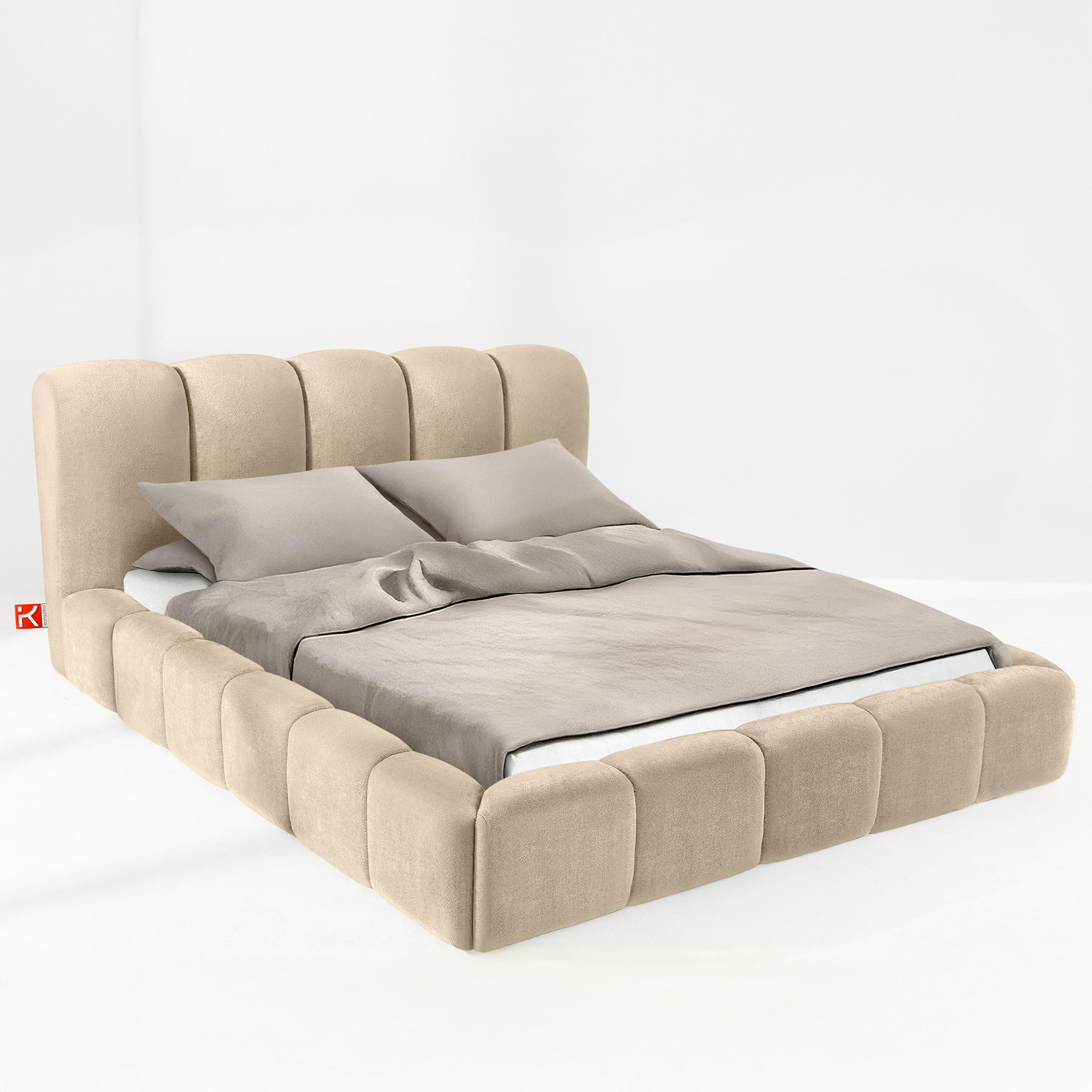 POLSTERBETT MERIDE Chenille, Beige - Beige/Schwarz, Holz/Textil (200/200cm) - KONSIMO®