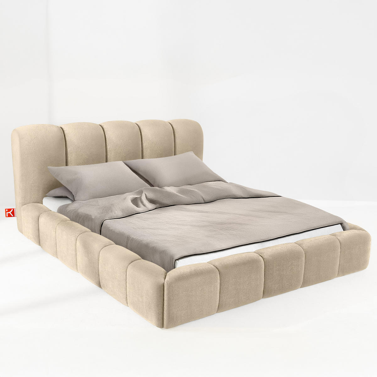 POLSTERBETT MERIDE Chenille, Beige - Beige/Schwarz, Holz/Textil (200/200cm) - KONSIMO®