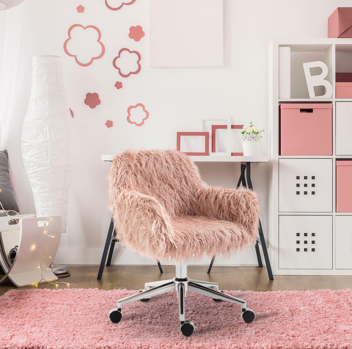 DREHSTUHL 60/57/75-85 cm pink aus Nylon höhenverstellbar - Pink, Kunststoff (60/85/57cm) - OKWISH