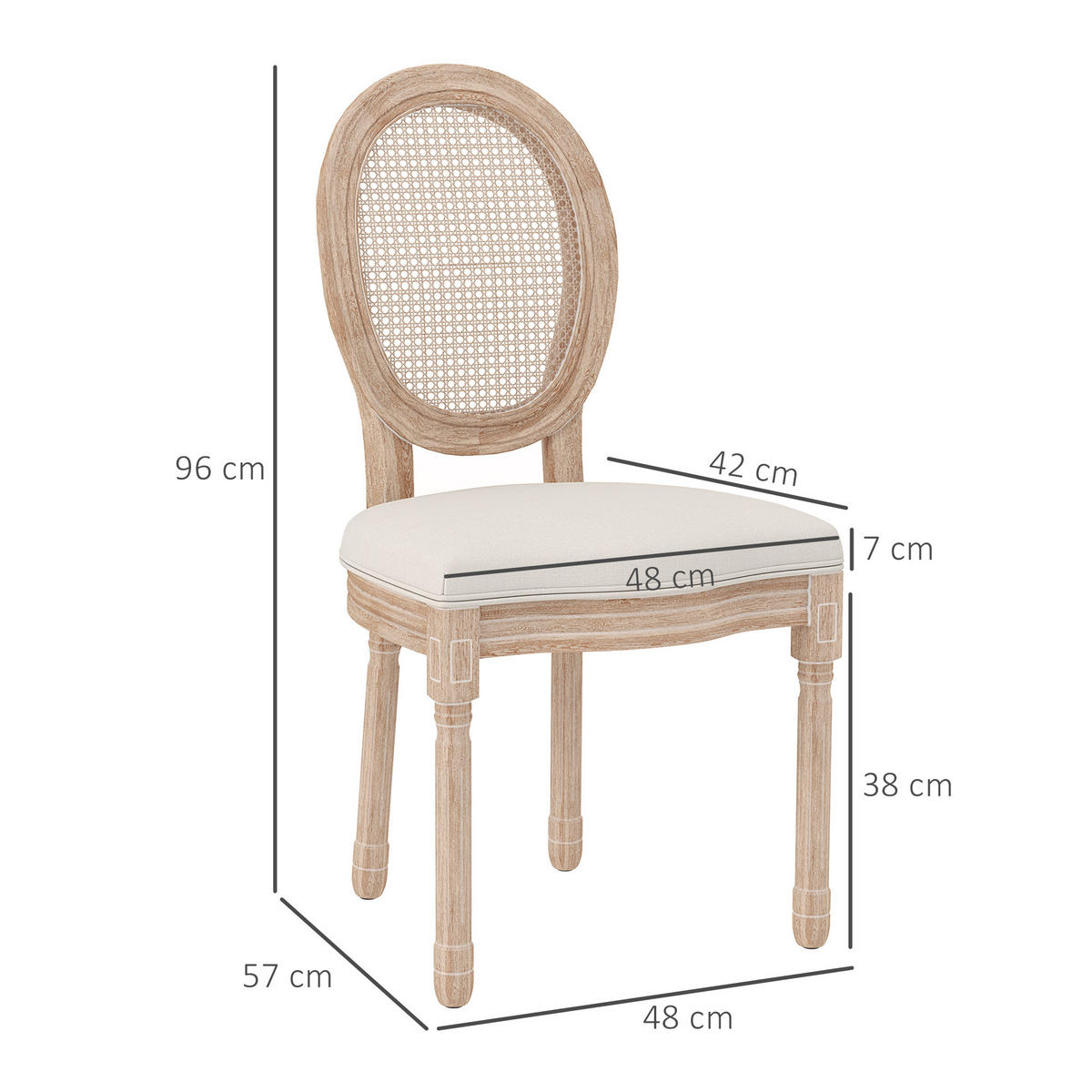 ESSZIMMERSTÜHLE, Polyester, Cremeweiß - Creme, Kunststoff (48/96/57cm) - HOMCOM
