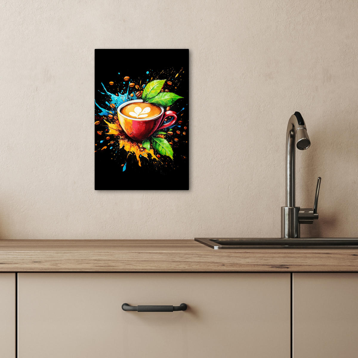 LEINWANDBILD Kaffee - Graffiti - Trinken - Abstrakt 20x30 cm - Mokka, Textil (20/30cm) - MuchoWow