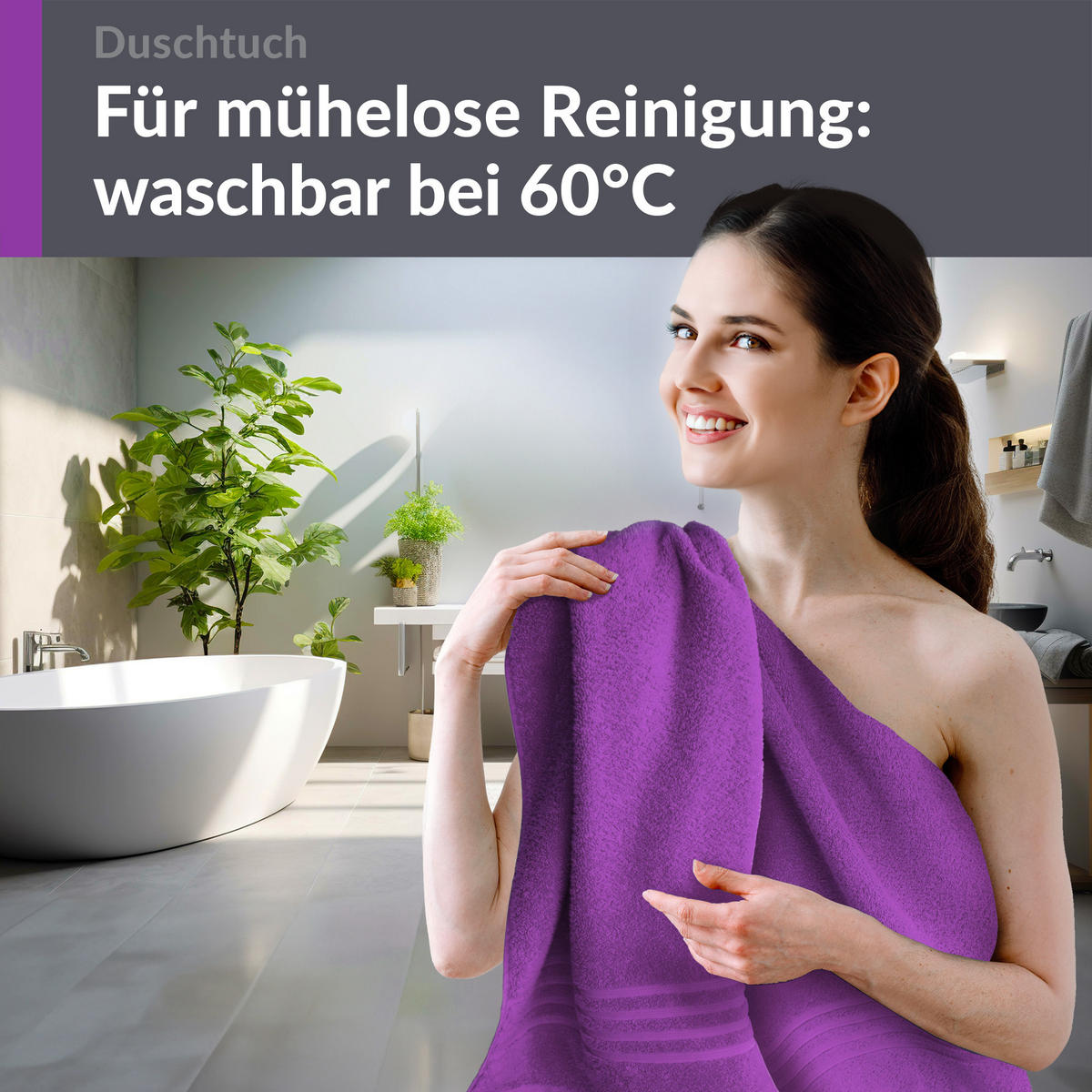 DUSCHTUCH London Aubergine Lila 2er Set 70x140 - Aubergine, Textil (70/140cm) - Lashuma