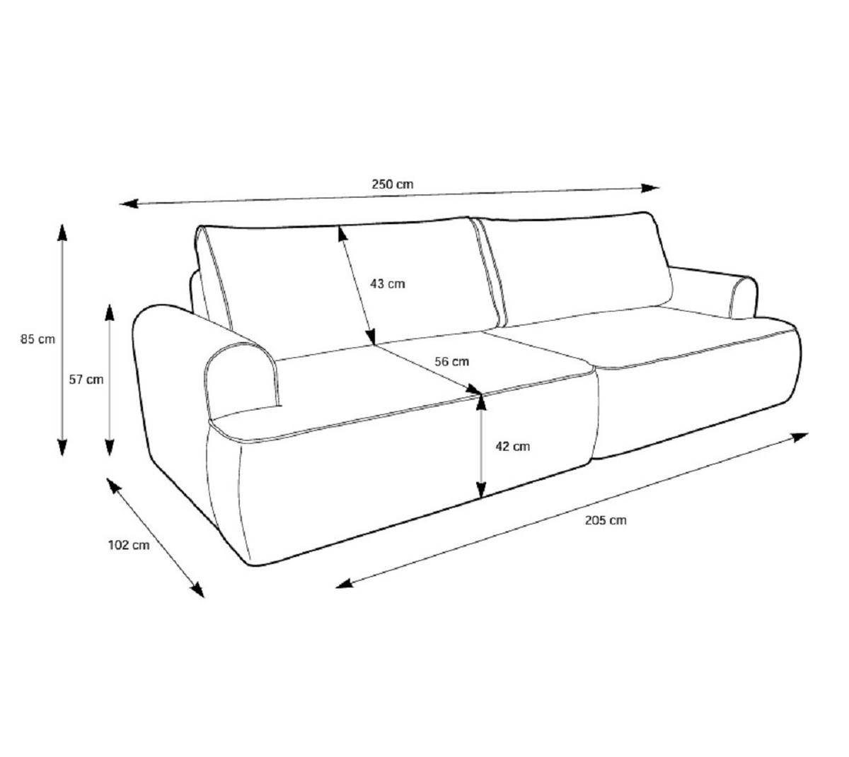 SCHLAFSOFA mit Bettkasten Mareno, 250 cm, Samt, Hellgrau - Hellgrau, Holz (250/82/102cm) - Emporius