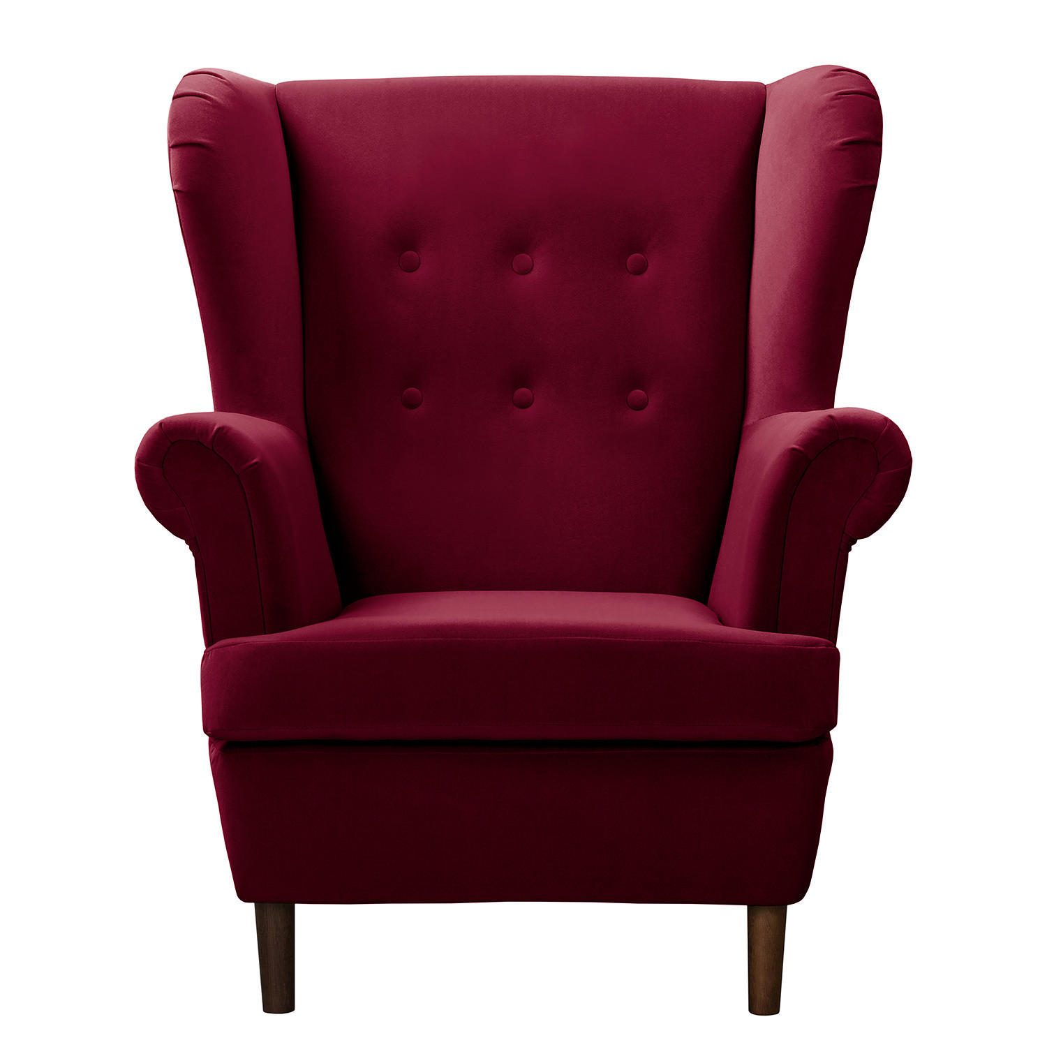 OHRENSESSEL - Dunkelbraun/Weinrot, Textil (85/101/89cm) - home24